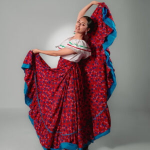 Falda folklórica doble circular - ROJA OLAN AZUL
